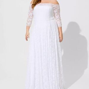 Torrid White Lace Off-Shoulder Wedding Dress